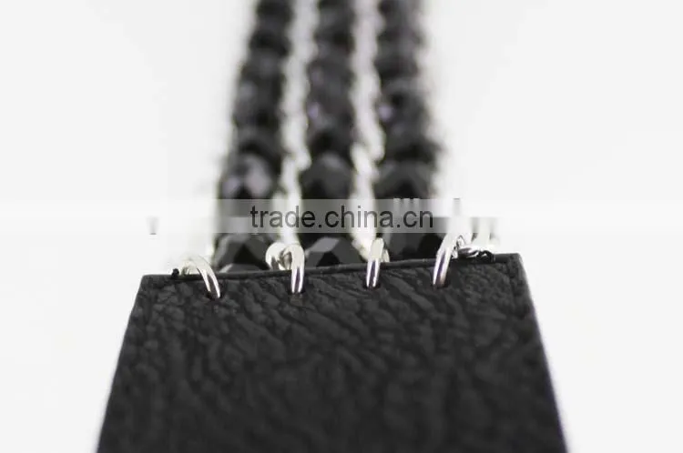 2015 fashion dress PU belt with hematite plastic beans accessories in yiwu