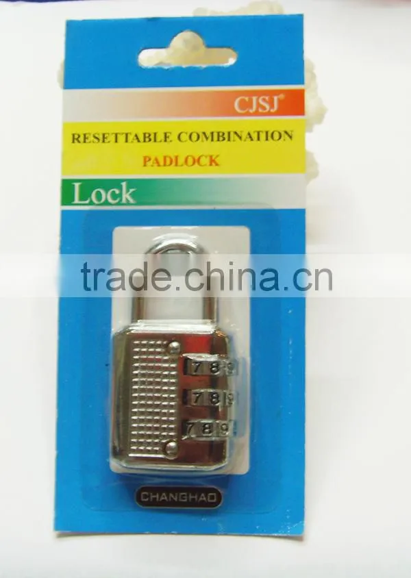 Hot Sale 3 Digit Metal Resettable Combination Secure Lock Travel Padlock CH-17C