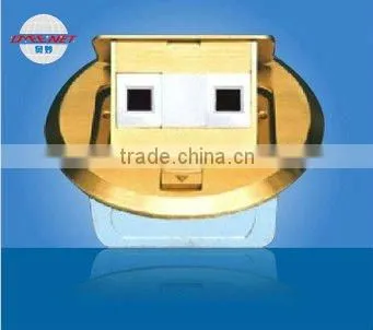 2Gang Anpu Computer Pop-up Copper Square Panel Floor Socket