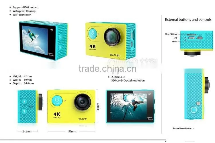 Factory Price WIFI Action Camera4K Ultra-HD sport camera 12MP 1080P 60FPS 4k Camera Sport DV