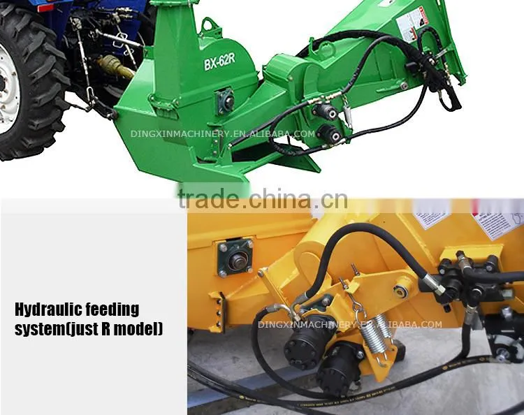 PTO Driven wood chipper shredder with hydraulic feeding system