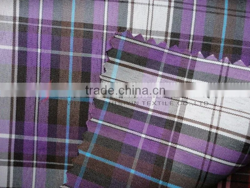 polyester purple check and plaid yarn dyed fabric