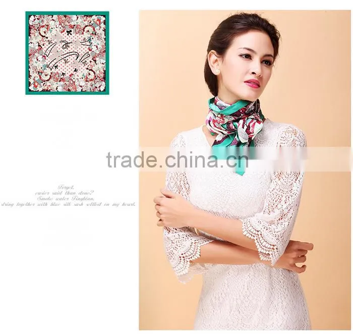 2015 New arrival spring fashionable chinese wholesale silk scarves made of the 100% pure silk /scarves/ kerchief /headband/hijab