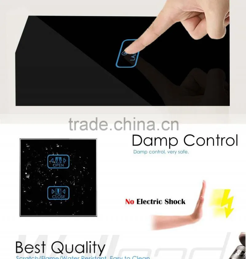 BS CE Approved Wallpad Gold Temepred Glass Switch Remote 1 Gang Wireless Electric Touch Screen Sensor Smart Home Switch Panel