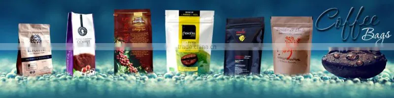zip lock stand up plastic coffee bag pouch with valve