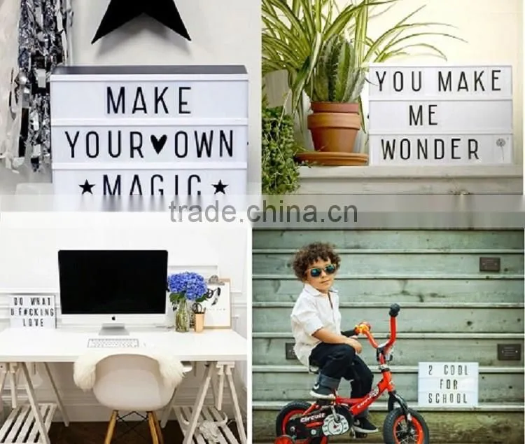 LED white shell cinematic light box with letters