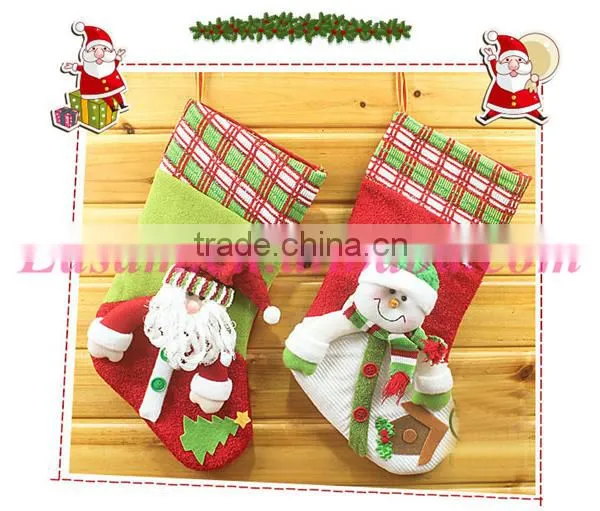 Cheaper and high quality Xmas decoration santa snowman christmas stocking wholesale
