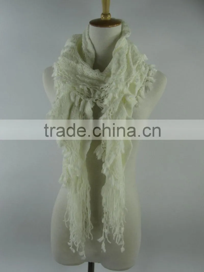 IN STOCK! wholesale cheap white elastic scarves with fringes