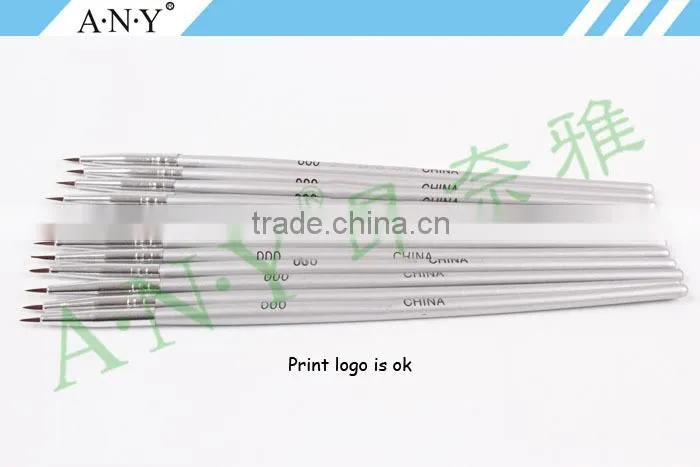ANY Nail Art Beauty Design Wood Handle Cheap Nail Painting 12PCS Nail Brush Set