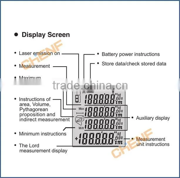 New Arrival 40m Laser distance meter Rangefinder Rang finder Bubble level Tape measure m/ft/in Area/volume Tool