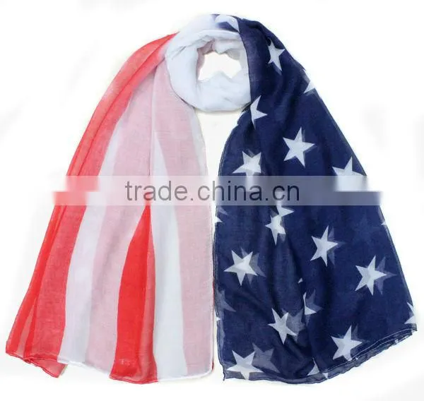cheap spring polyester hijab american flag scarf