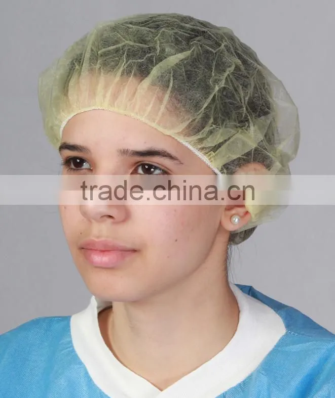 100 Pcs Disposable Head Cover Mob Cap Hat Hair Net Non Woven Anti Dust White