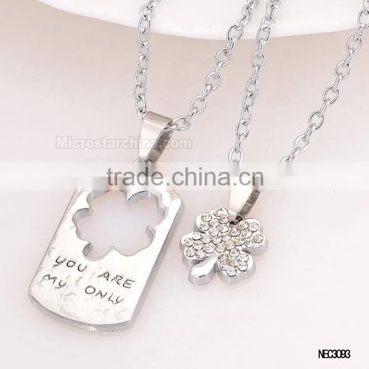 I Love You Key Split Heart Silver Plated Couple Love Necklace