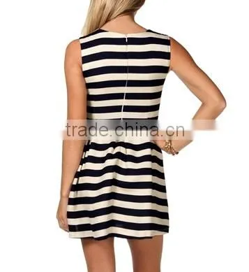 Designer Knit Striped Young Girls Skater Dress