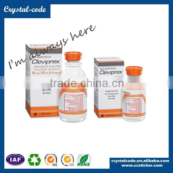 Custom logo self adhesive waterproof vial label