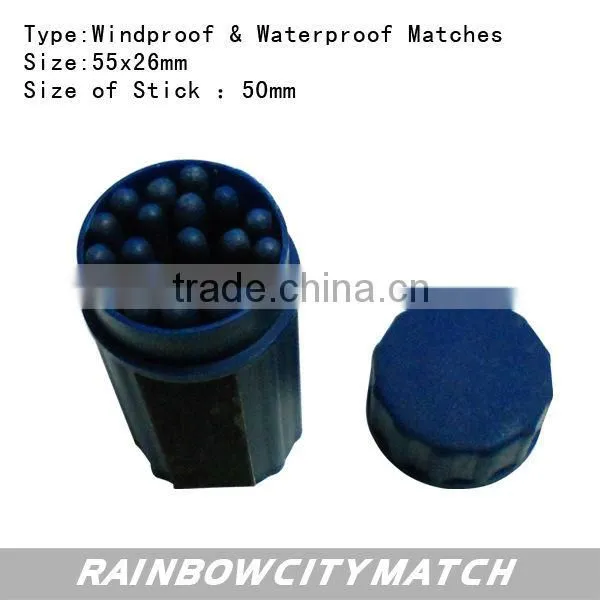 Plastic waterproof and windproof matches in colourful cylinder