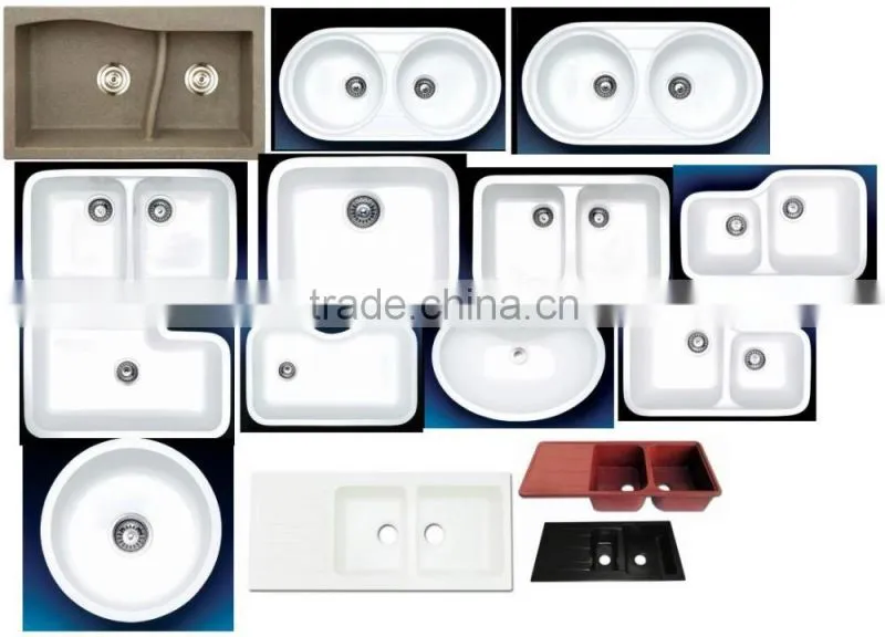high back kitchen sink / acrylic stone kitchen sink,artificial stone double kitchen sink ,resin stone sink