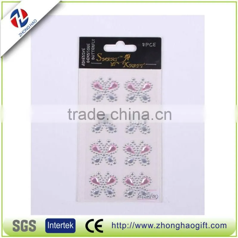 Crystal Self Adhesive Rhinestone Butterfly Sticker for Hobby