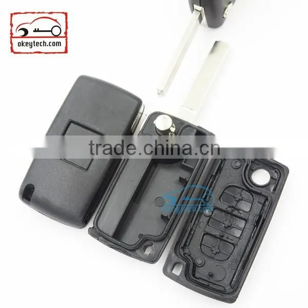 High Quatity Citroen romote flip key shell 3 button VA2 blank NO battery place 0523 Citroen key cover