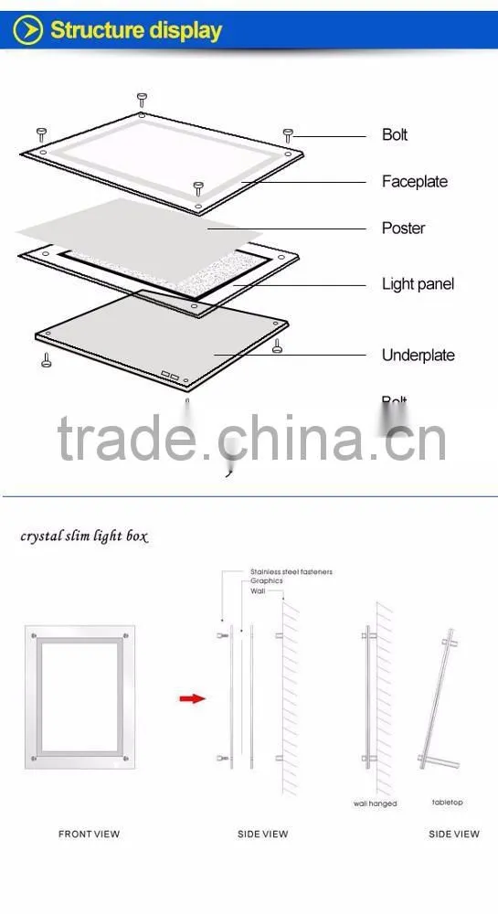 China Factory New Style Advertising LED Board Magnetic Light Display Boxes