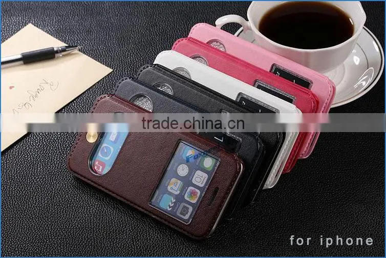 hot new products for 2015 wholesale for iphone case , leather case for iphone 6 with double window