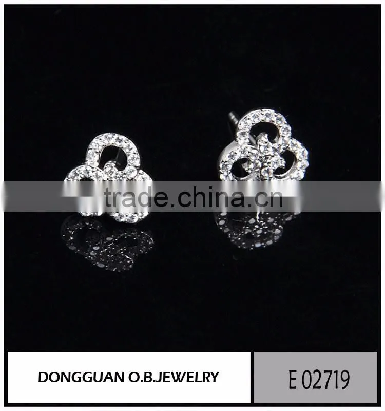 Fashion silver earring stud jewelry wholesale clear crystal stone handmade jewelry