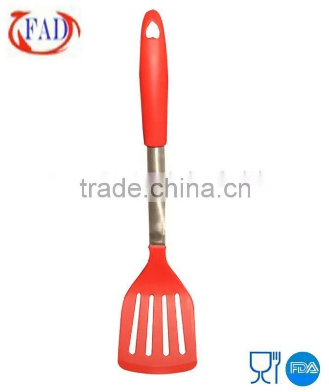FDA Silicone Slotted Cooking Turner Stainless Steel Turner Kitchen Utensils
