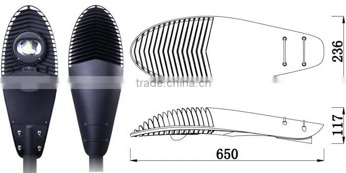 TUV-GS approved 5 years warranty 3000k-7000k CRI 70 IP66 led street luminaire 60w
