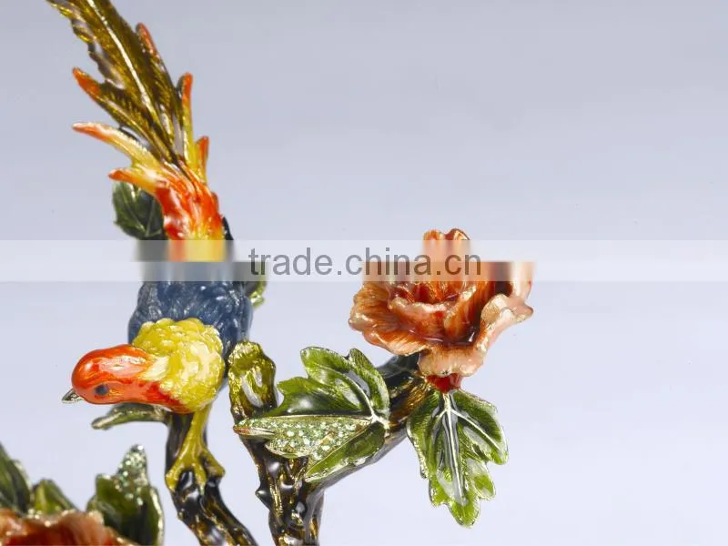 RORO Richness and Auspicy peony enamel crystal glass decorative article for home decoration/gift