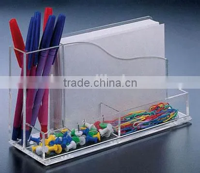 clear acrylic rundness pen holder display with picture display holder
