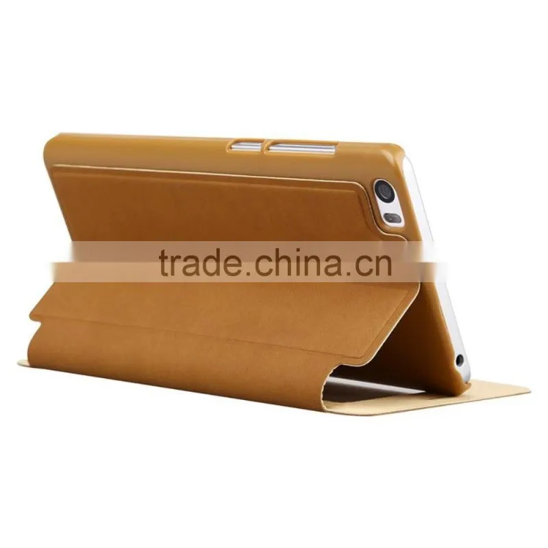 Sleep Wake Up Function Window View Silk Flip Case For Xiaomi Mi Note Leather Case