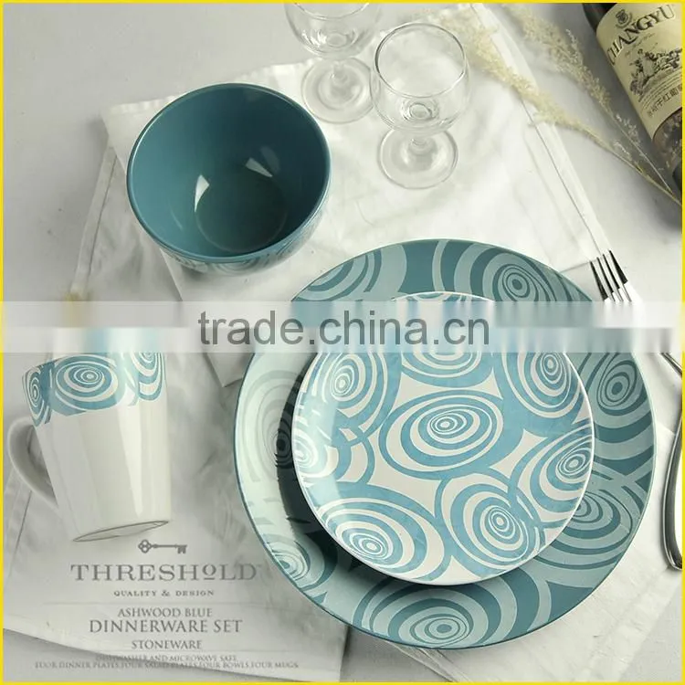 Wholesale Blue Stoneware Porcalain Dinnerware Set,Porcelain Dinner Set