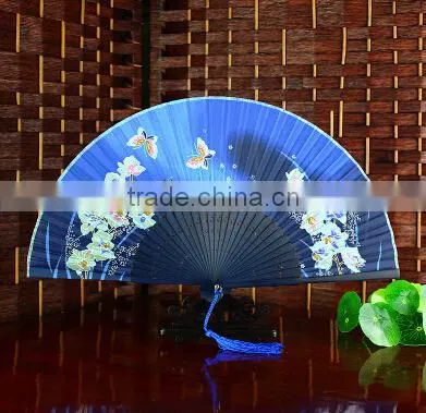 China plastic Hand Fan/Embroidered/ Ladys Silk Dance Fan for Event Party Supplies