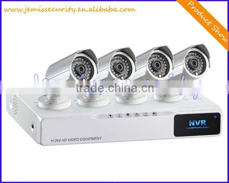 1080p playback 720P IP Camera IR 4ch CCTV NVR Kits (JM-4P-W)