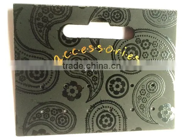 black plastic custom printed earring card with hooker hole