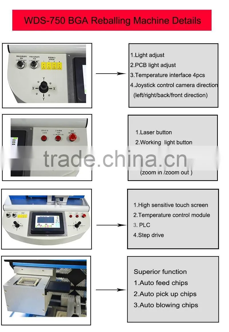 Manufactory price chip rework bga machine WDS-750 for BGA factory repair dead Bga on motherboard