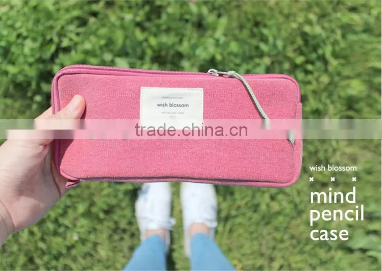 custom wholesale funny korea style polyester material cheap fancy pencil box