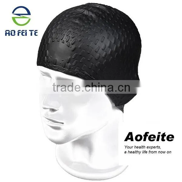 2015 Hot Sell Unisex Waterproof Elastic Diving Silicone Bathing Cap Swimming Hat