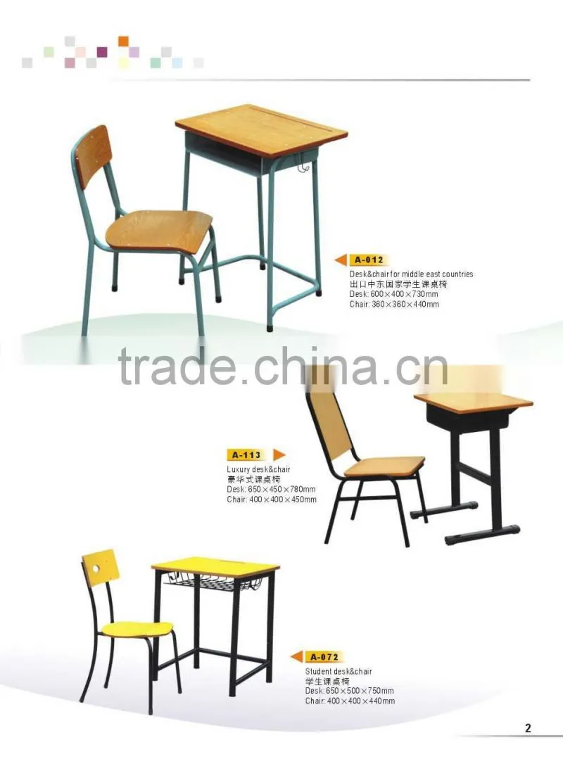 Examination desk & chair for sale student furniture A-017 classroom chair & desk