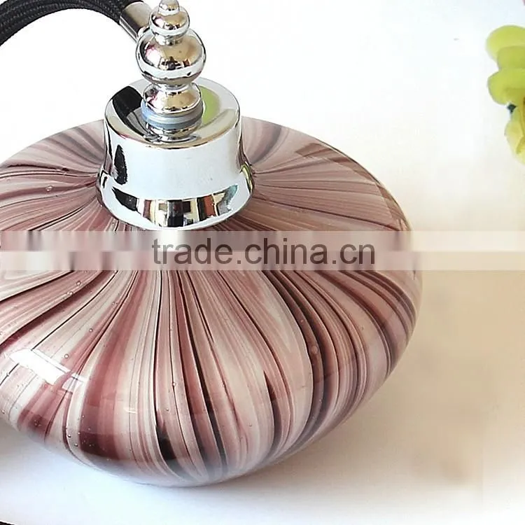 100ml Handmade Modern Popular Luxurious Purple Stripes Airbag Sprayer Pump Glass Perfume Bottle