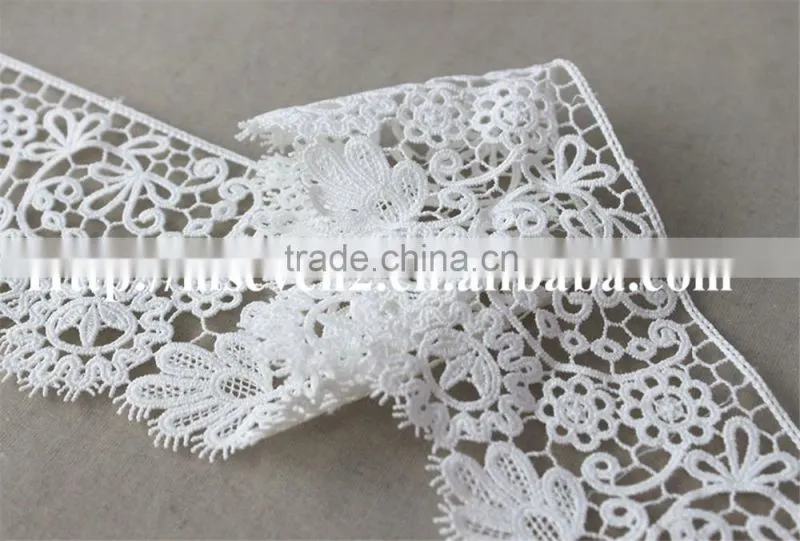 good price lace in 7.5cm wide embroidery polyester lace trim eyelash in white lace trim
