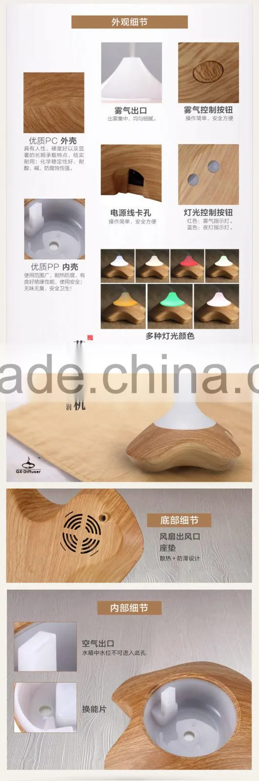GX Diffuser can listen music,dancing light scented oil diffuser electric,oil diffuser for home