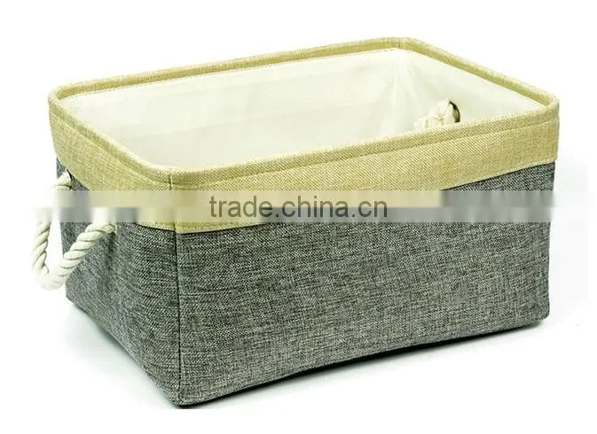 Store More / OEM Weaving Foldable Sundry Storage Bin With Cotton Rope Handle