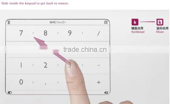 Hot selling Ultra-thin Smart Keypad , Intelligent Tourch Board of glass Number keyboard For Macbook