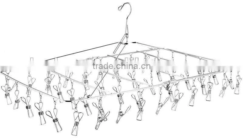 Stainless steel clothes hanger /Clothes hanger;Laudry clips hanger;stainless steel clips hanger/ clothes hanger with 12 pegs