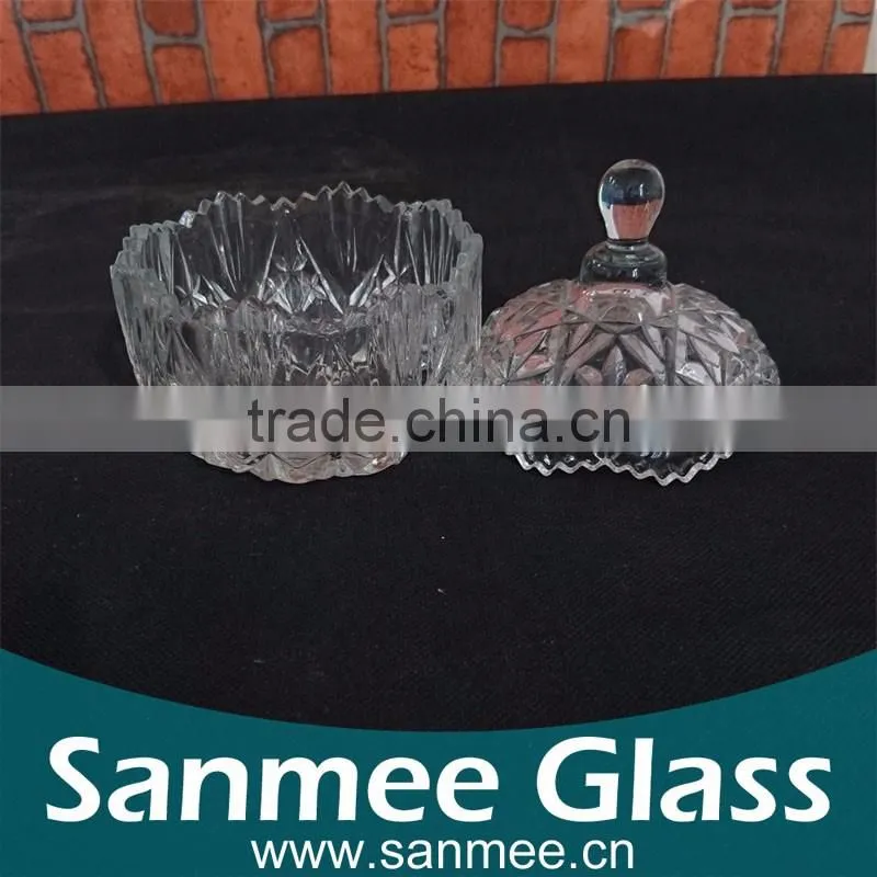 Manufacture Quality Glass Bowl Glass Sugar Bowl With Lid