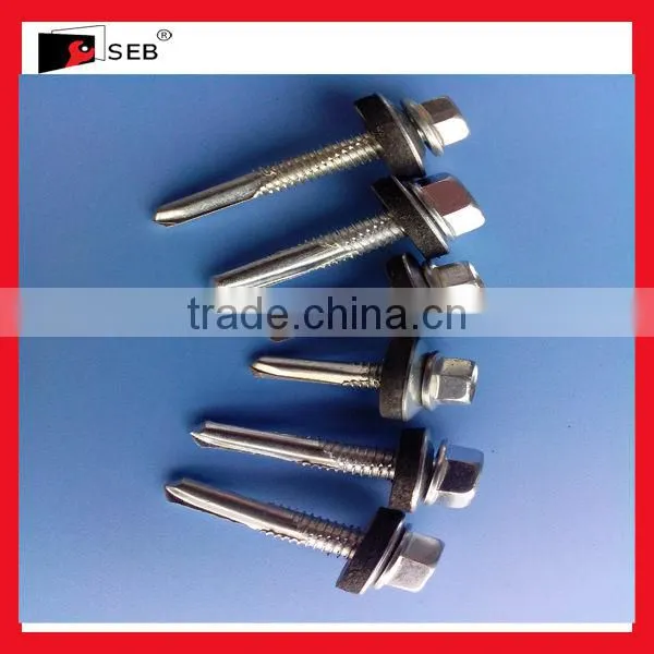 zink plated Hex head self drilling screws with EPDM washers