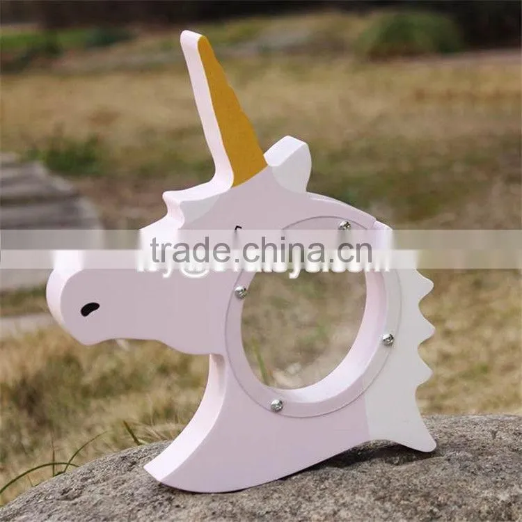 New design lovely wooden unicorn piggy bank for kids W02A257