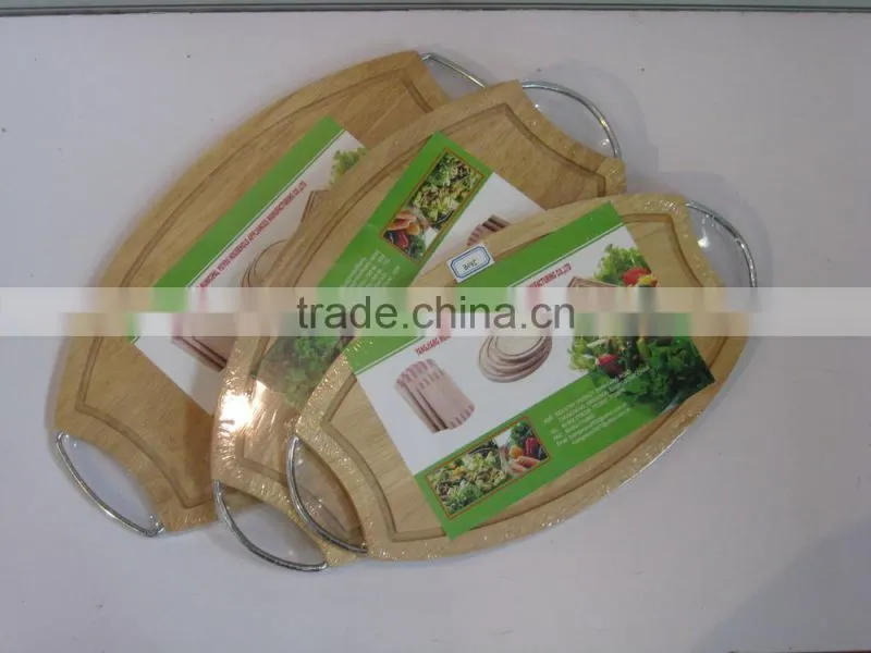 wooden cutting board with handle