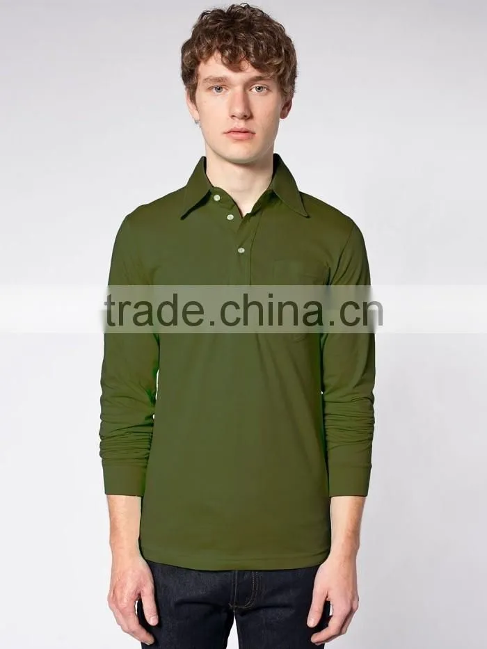 100% cotton custom long sleeve golf tee plain shirts men polo t-shirt
